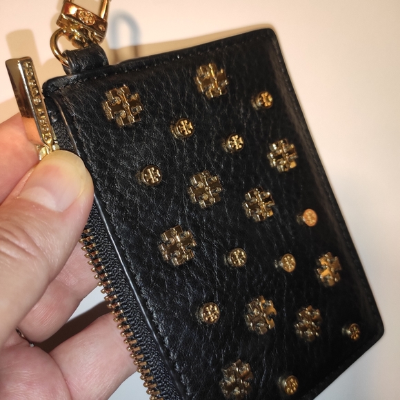 Tory Burch Logo Studded Leather Coin Holder - Picture 5 of 11